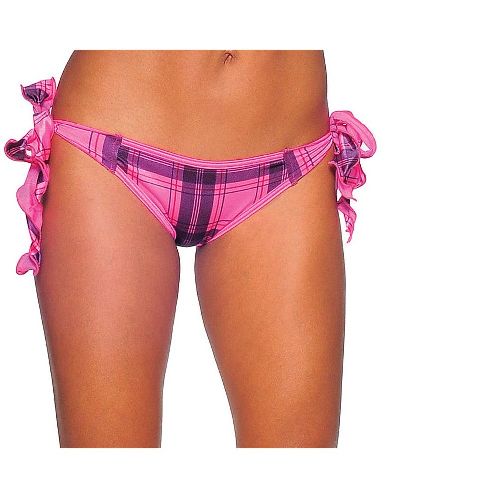 Bodyzone NEW Pink‎ plaid side tie scrunch rio
